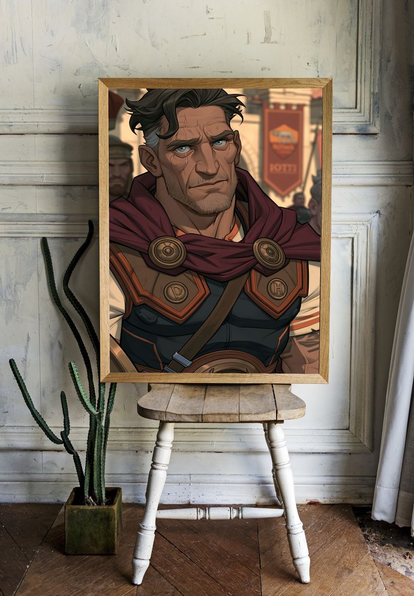 Fantasy Warrior Portrait Print. room preview