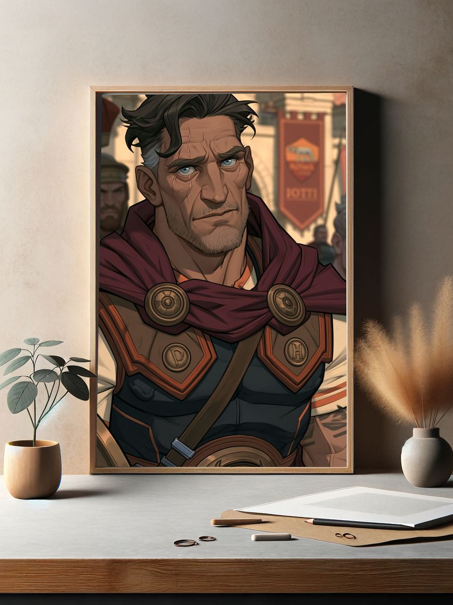 Fantasy Warrior Portrait Print. — room view 2