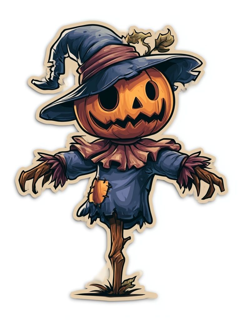 Scarecrow Pumpkin Illustration Poster. poster detail