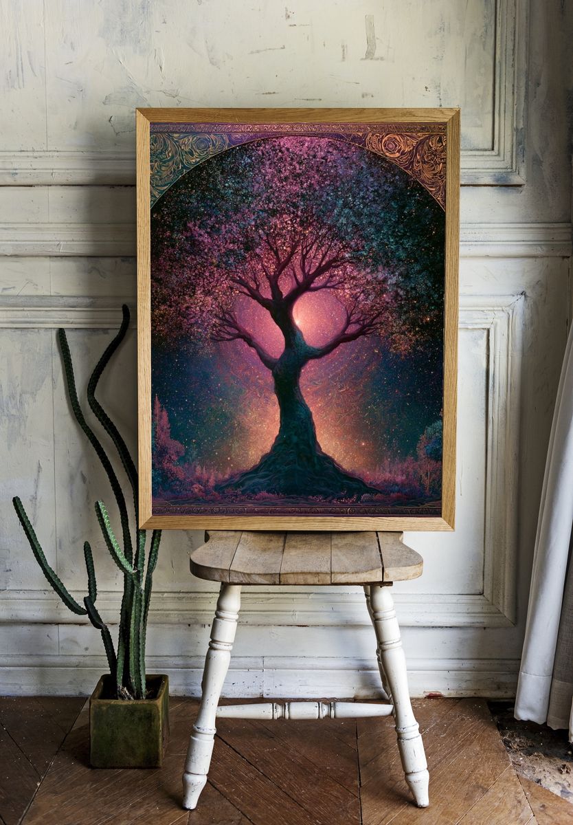 Cosmic Tree of Light Illustration Poster. room preview