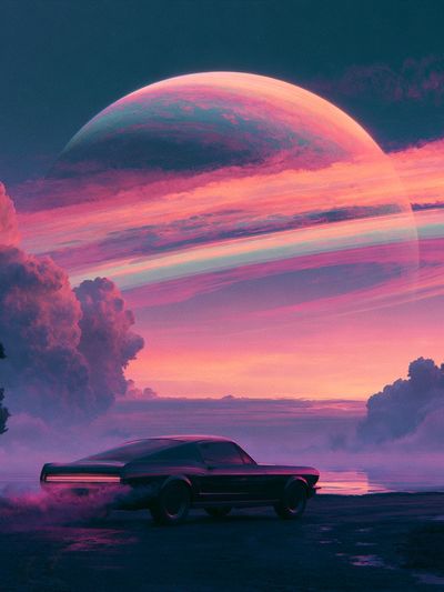 Cosmic Car Dreamscape Poster.