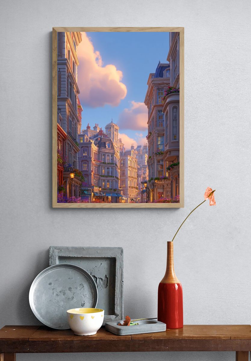Parisian Street at Sunset Print. — room view 3