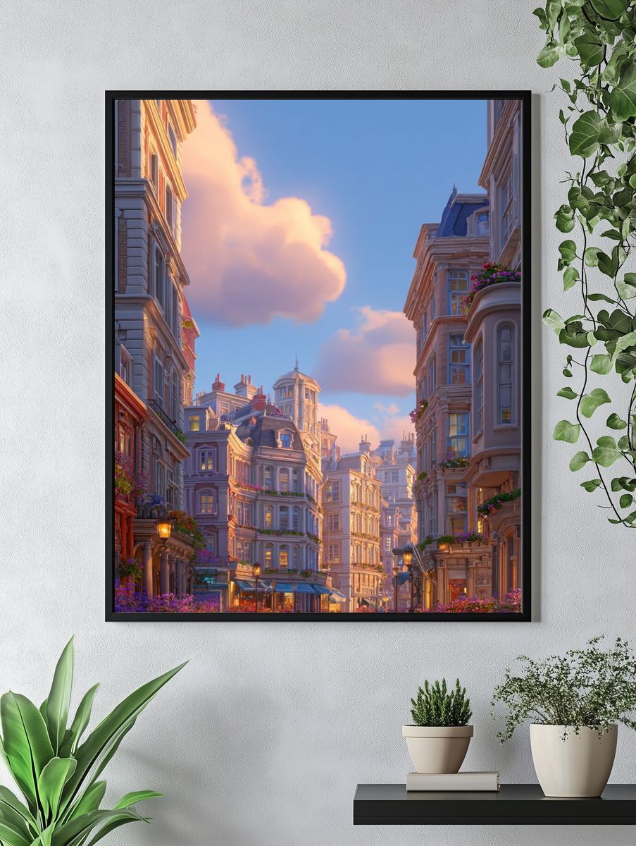 Parisian Street at Sunset Print. — room view 4