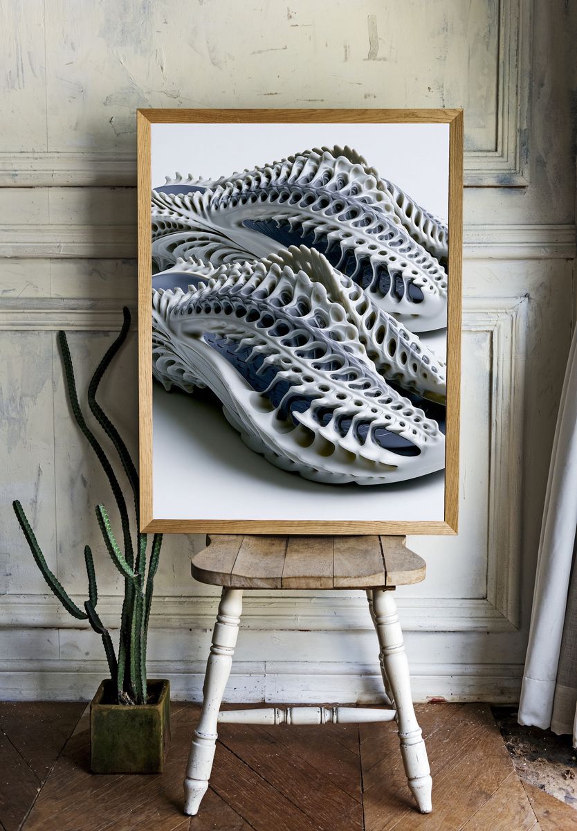 Futuristic Sculptural Sneakers Print. — room view 1