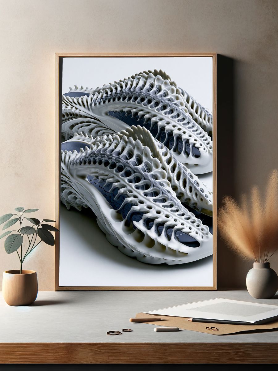 Futuristic Sculptural Sneakers Print. — room view 2