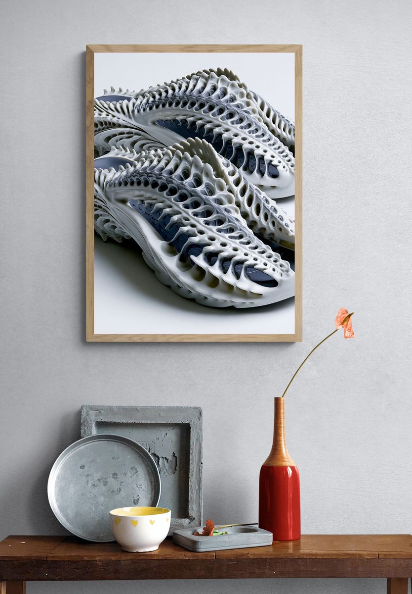 Futuristic Sculptural Sneakers Print. — room view 3