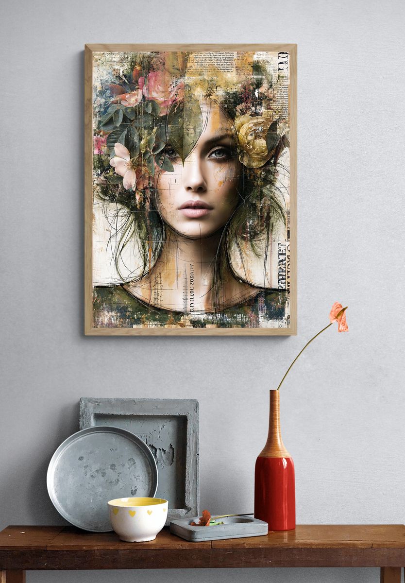 Floral Portrait Illustration Poster. — room view 3
