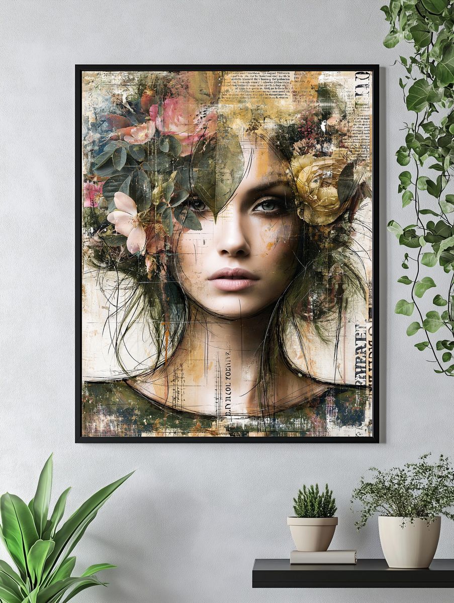 Floral Portrait Illustration Poster. — room view 4