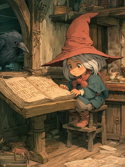 Wizard Child and Raven Illustration Poster.