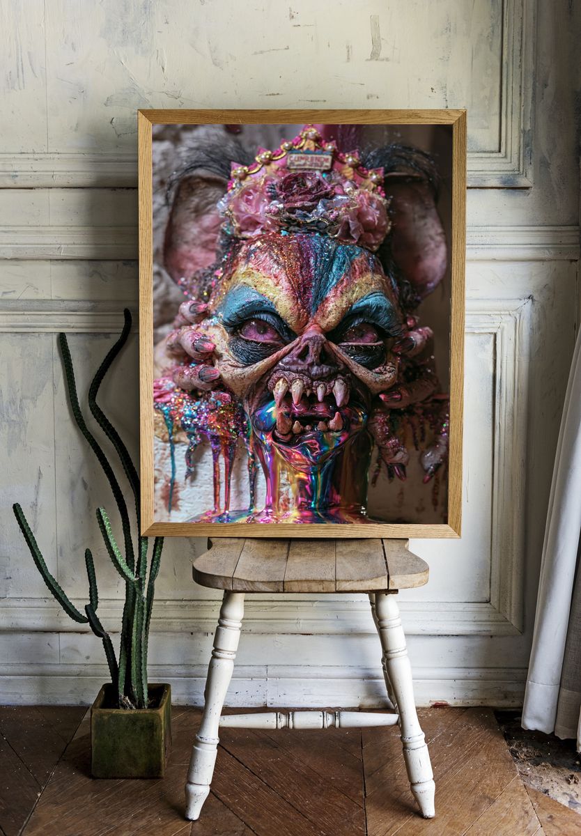 Glam Skull Horror Print. room preview
