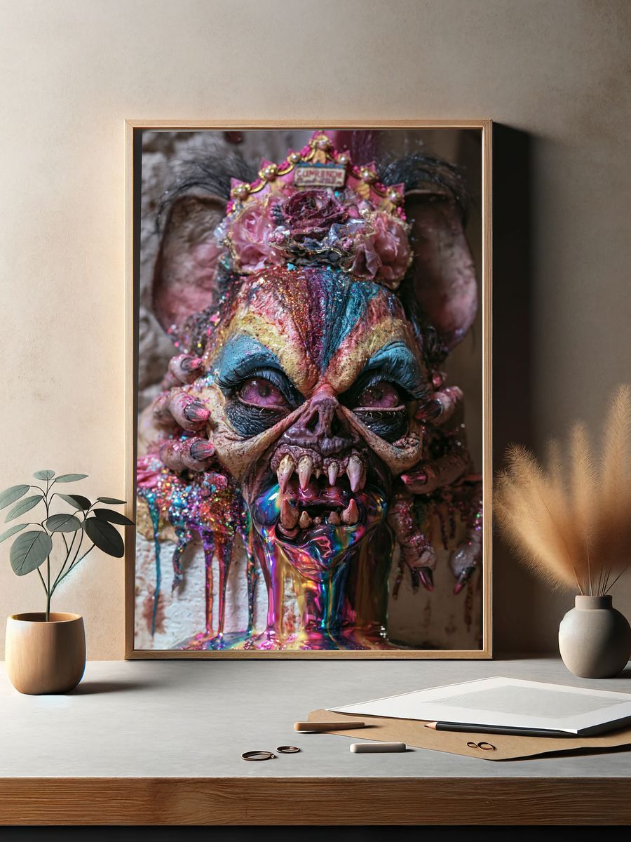 Glam Skull Horror Print. — room view 2
