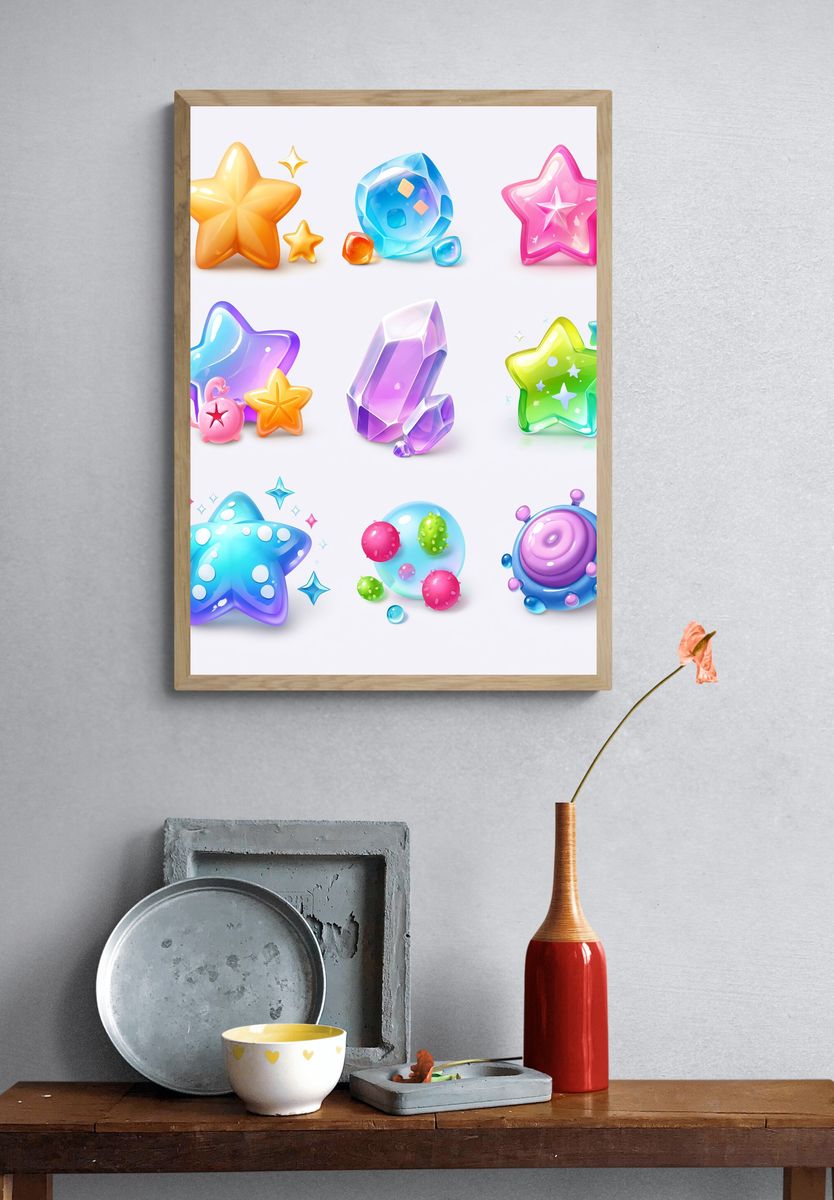 Stacked Books Illustration Print. — room view 3