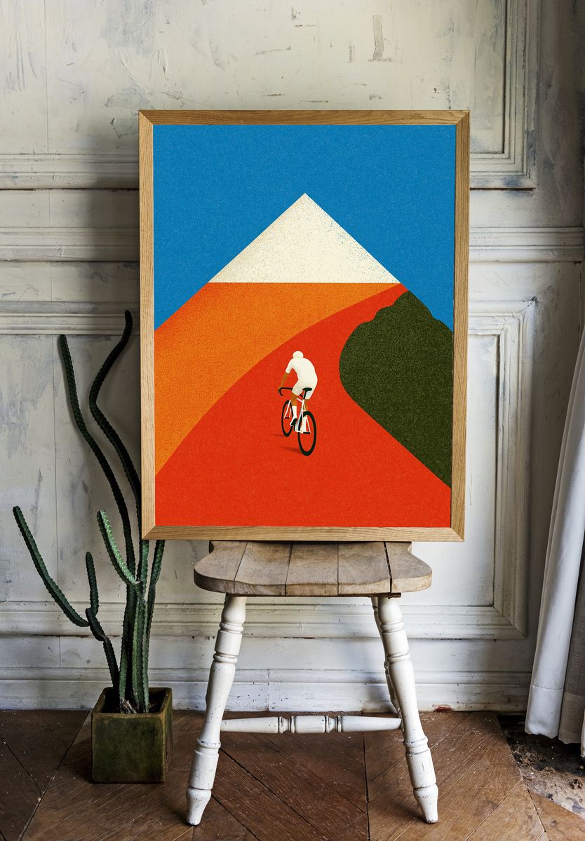 Cyclist on Geometric Road Poster. room preview