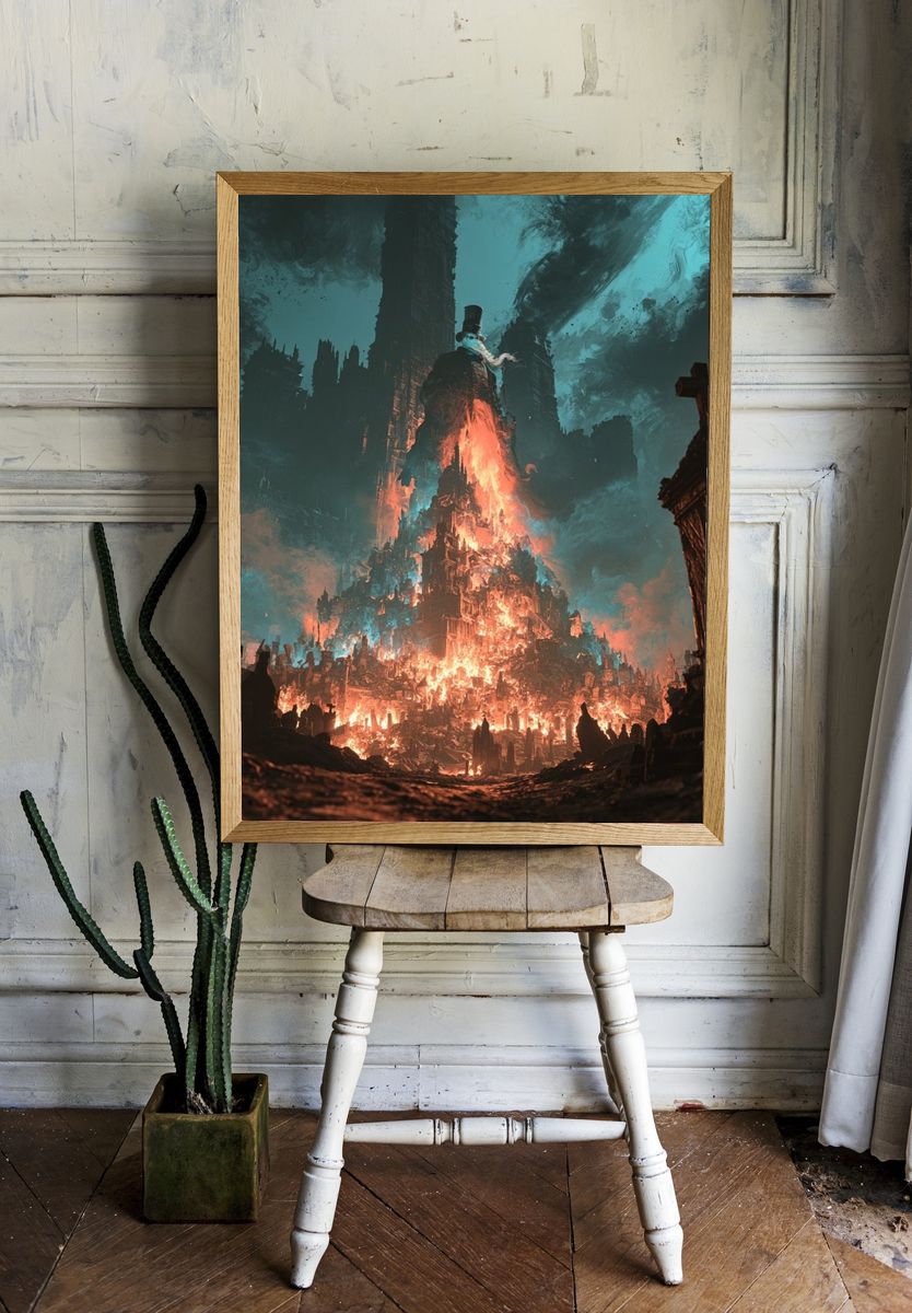 Infernal Gothic Cityscape Print. room preview