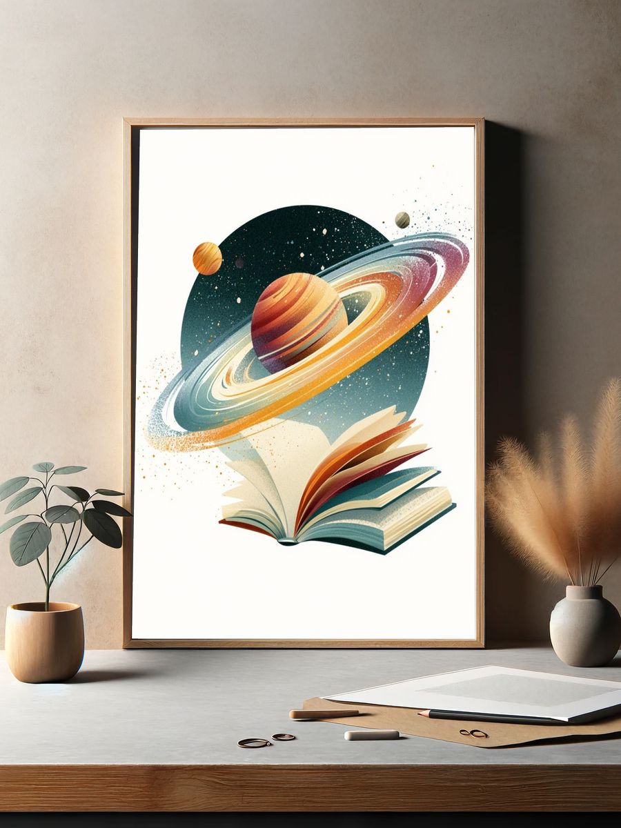 Saturn Book Illustration Poster. — room view 2