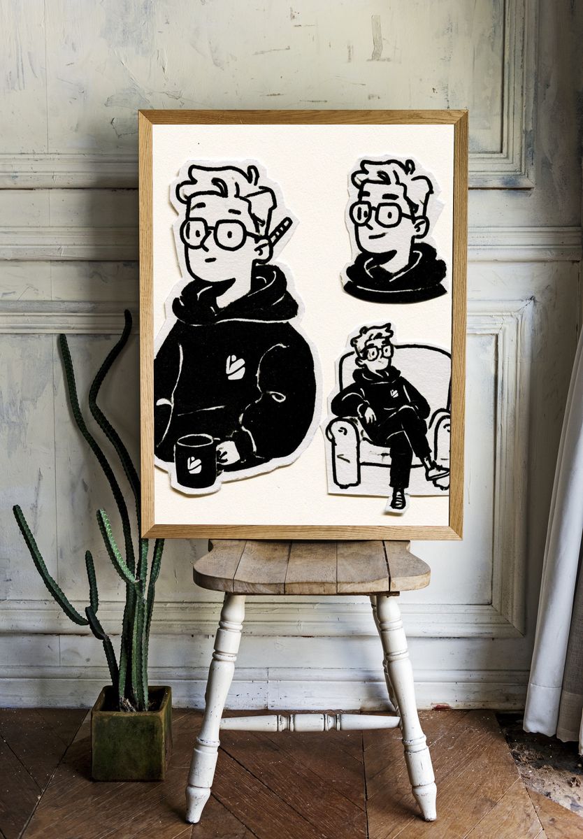Casual Hoodie Character Illustration Poster. room preview