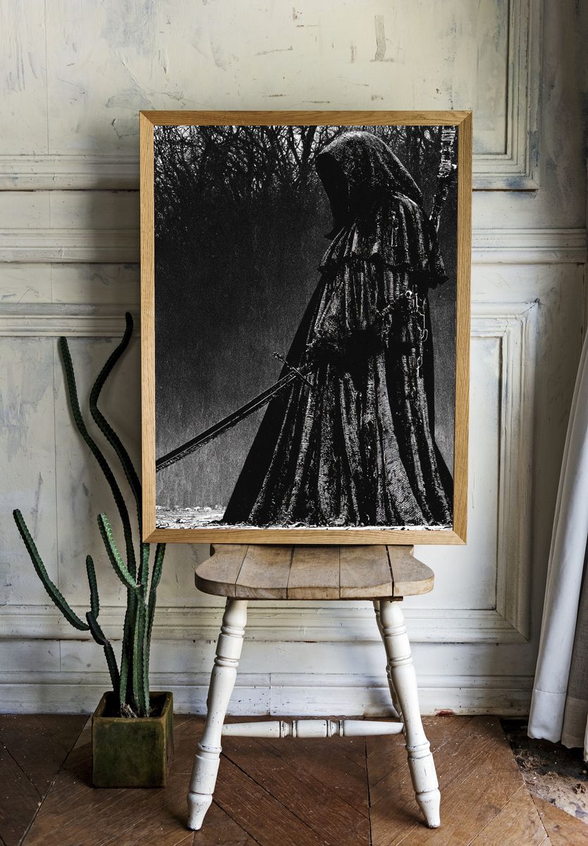 Grim Reaper Gothic Print. room preview
