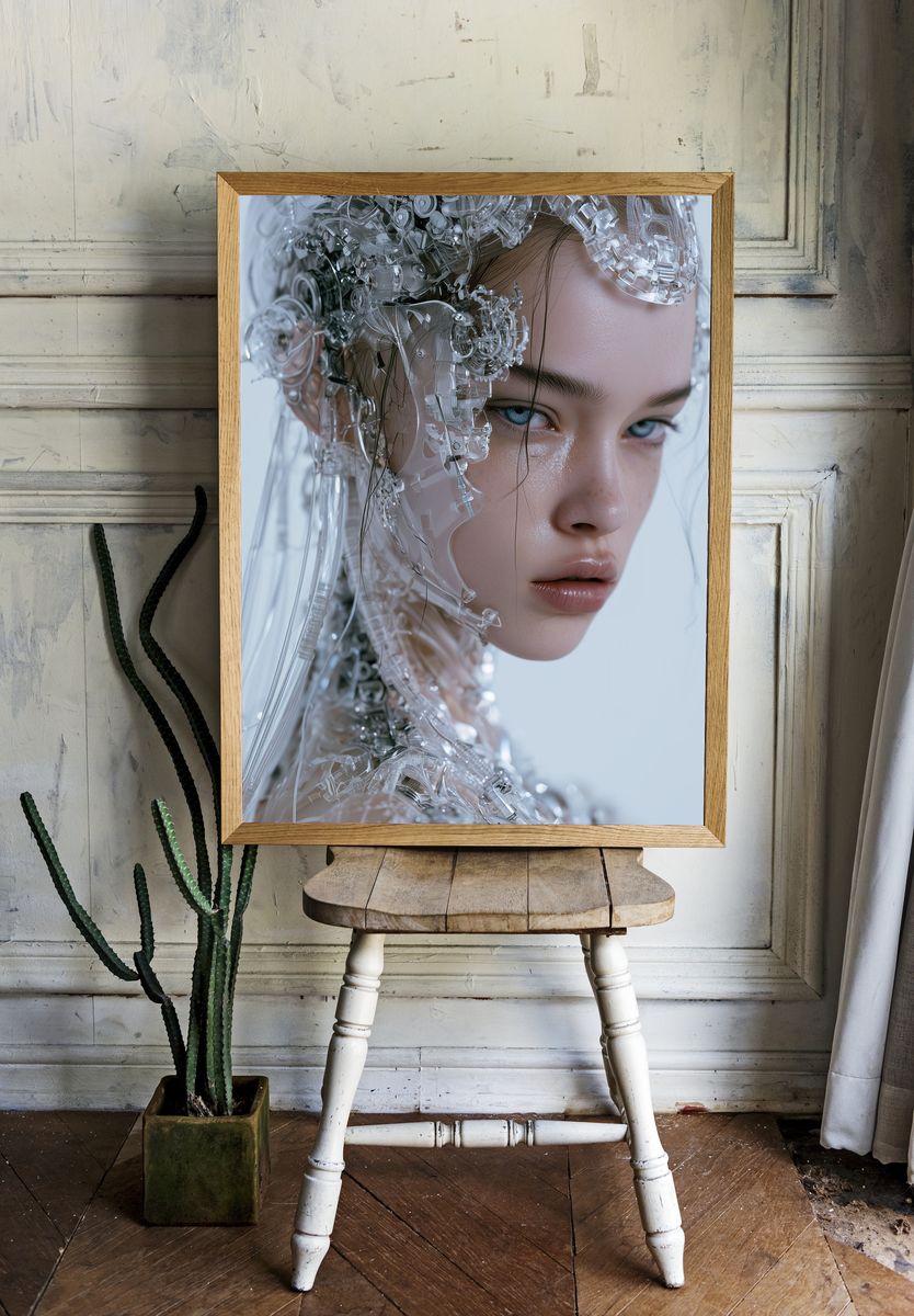 Cybernetic Portrait Digital Art Poster. room preview