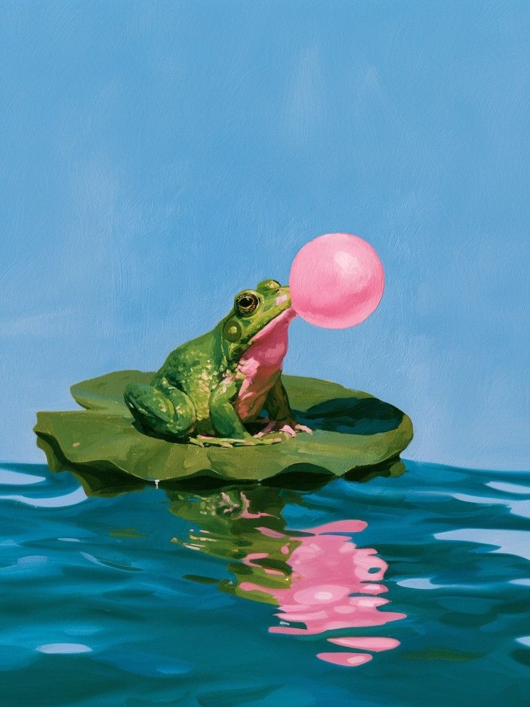 Bubblegum Frog Illustration Poster. poster — illustration art