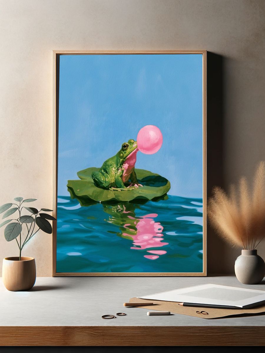 Bubblegum Frog Illustration Poster. — room view 2