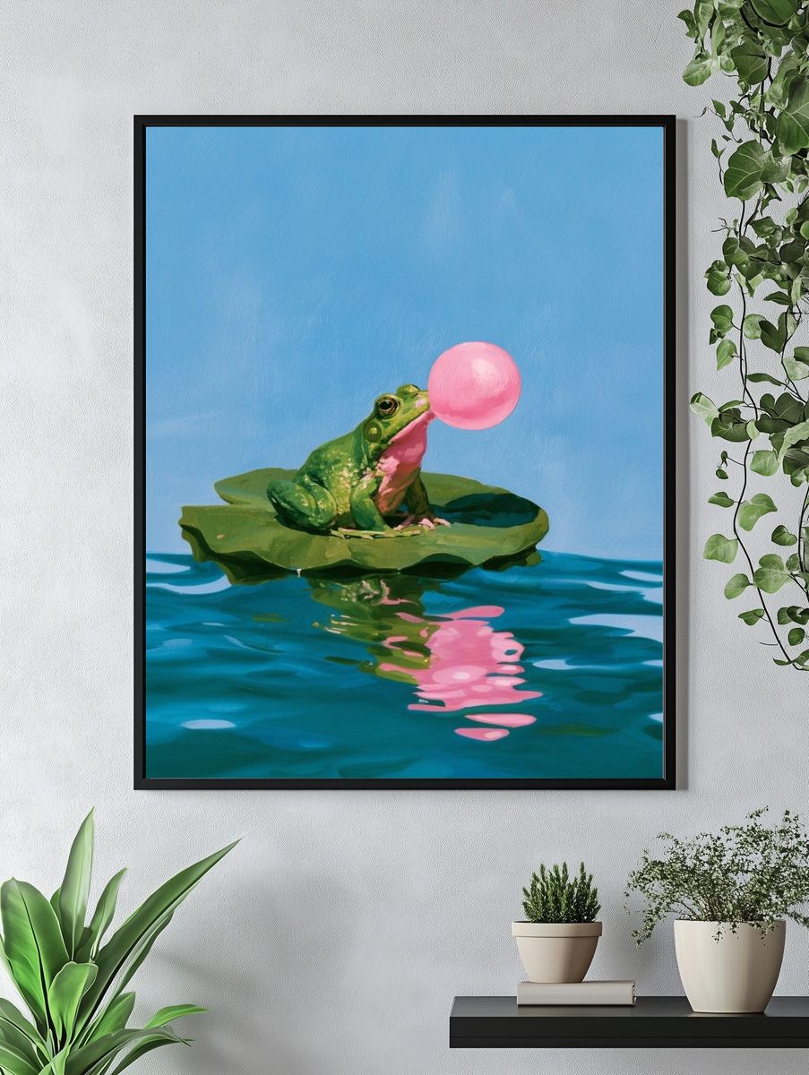 Bubblegum Frog Illustration Poster. — room view 4