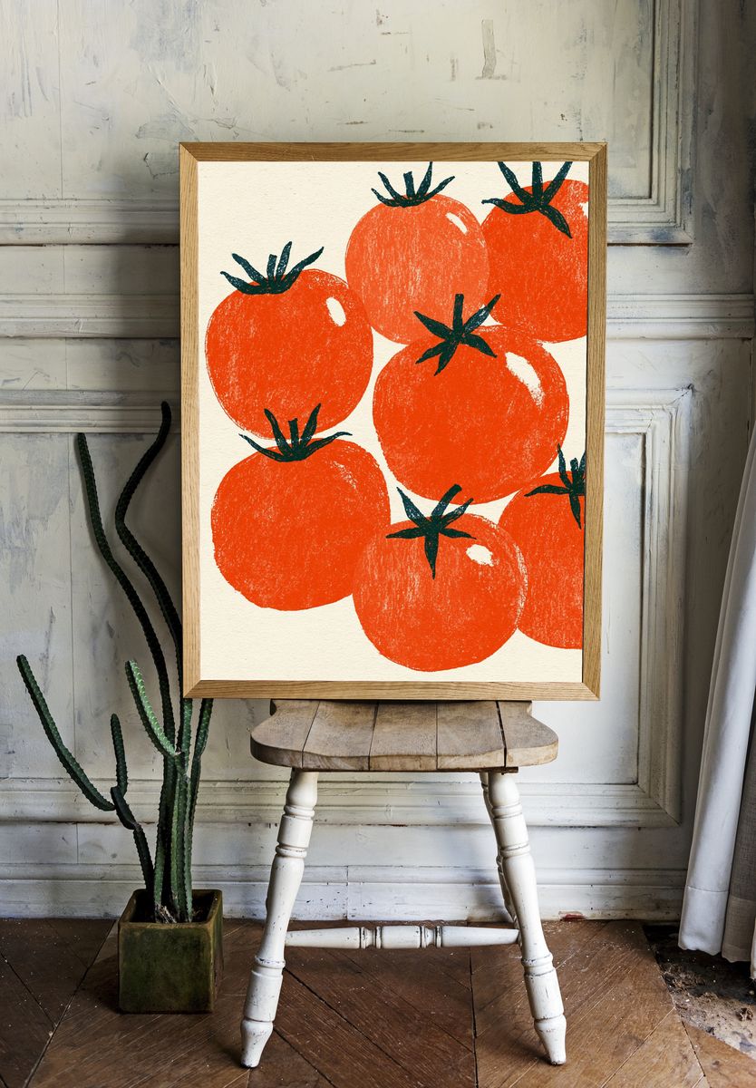 Tomato Harvest Illustration Poster. — room view 1