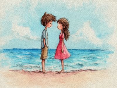 Beachside Childhood Watercolor Print.