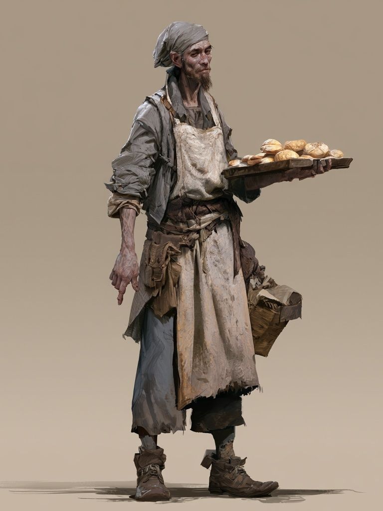Bread Seller Figure Illustration Print. poster — illustration art