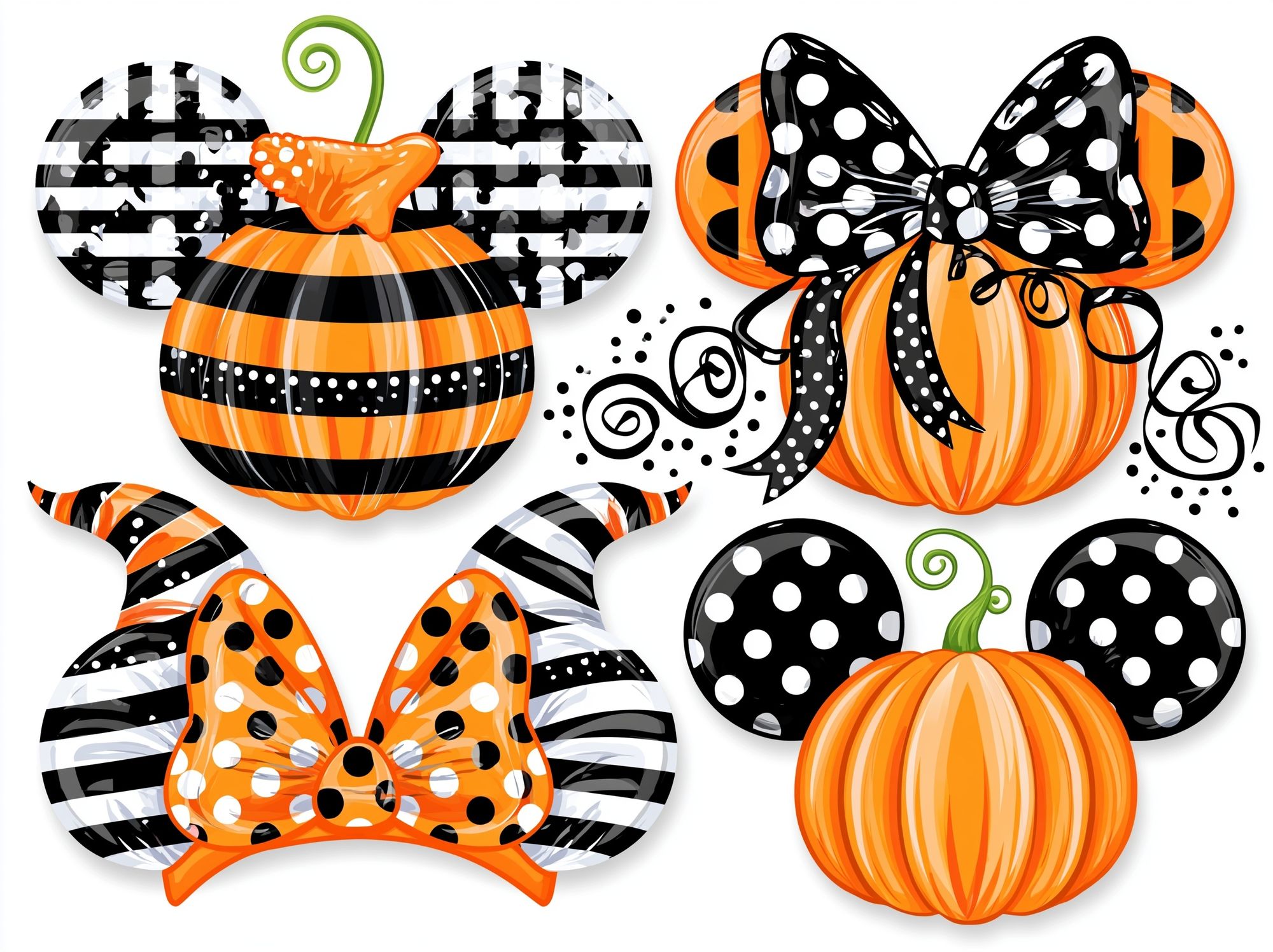Halloween Pumpkin Bow Illustration Poster. poster — illustration art