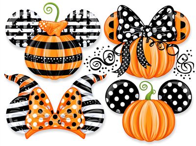 Halloween Pumpkin Bow Illustration Poster.
