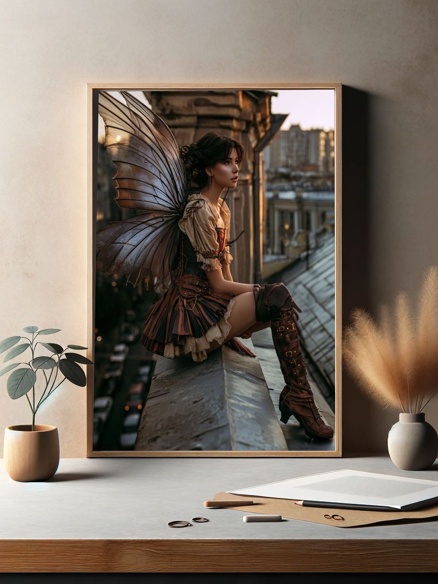 Steampunk Fairy Portrait Print. — room view 2