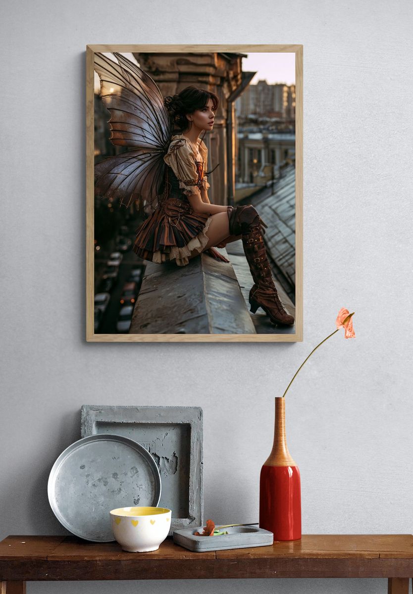 Steampunk Fairy Portrait Print. — room view 3