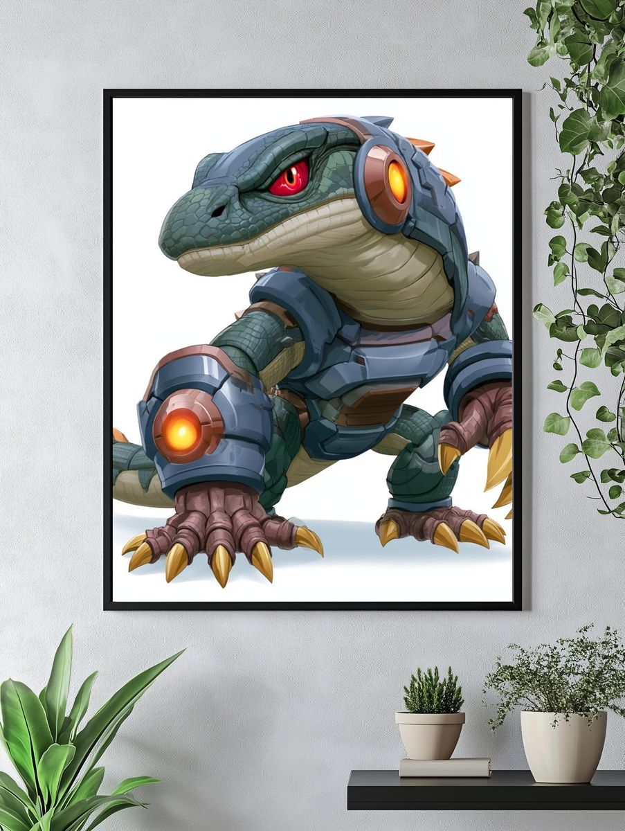 Cyber Raptor Digital Art Poster. — room view 4