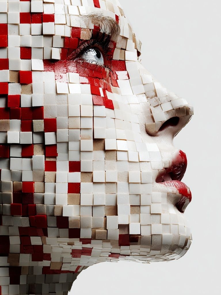 Mosaic Face Profile Illustration Poster. poster — illustration art