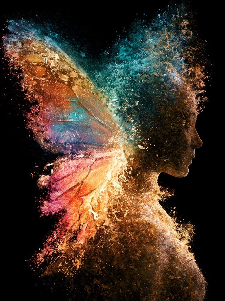 Colorful Fairy Silhouette Illustration Poster. poster detail