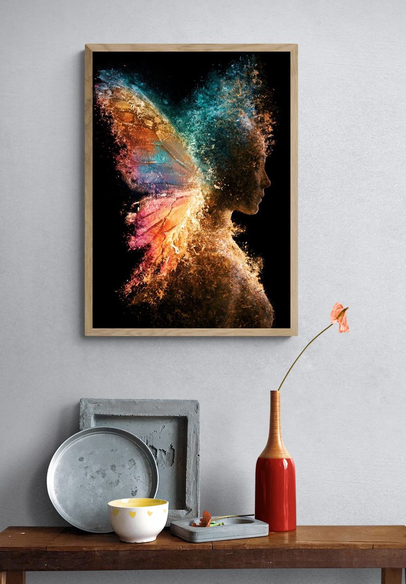Colorful Fairy Silhouette Illustration Poster. — room view 3