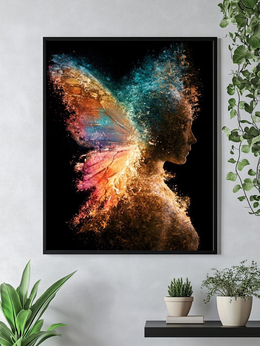 Colorful Fairy Silhouette Illustration Poster. — room view 4