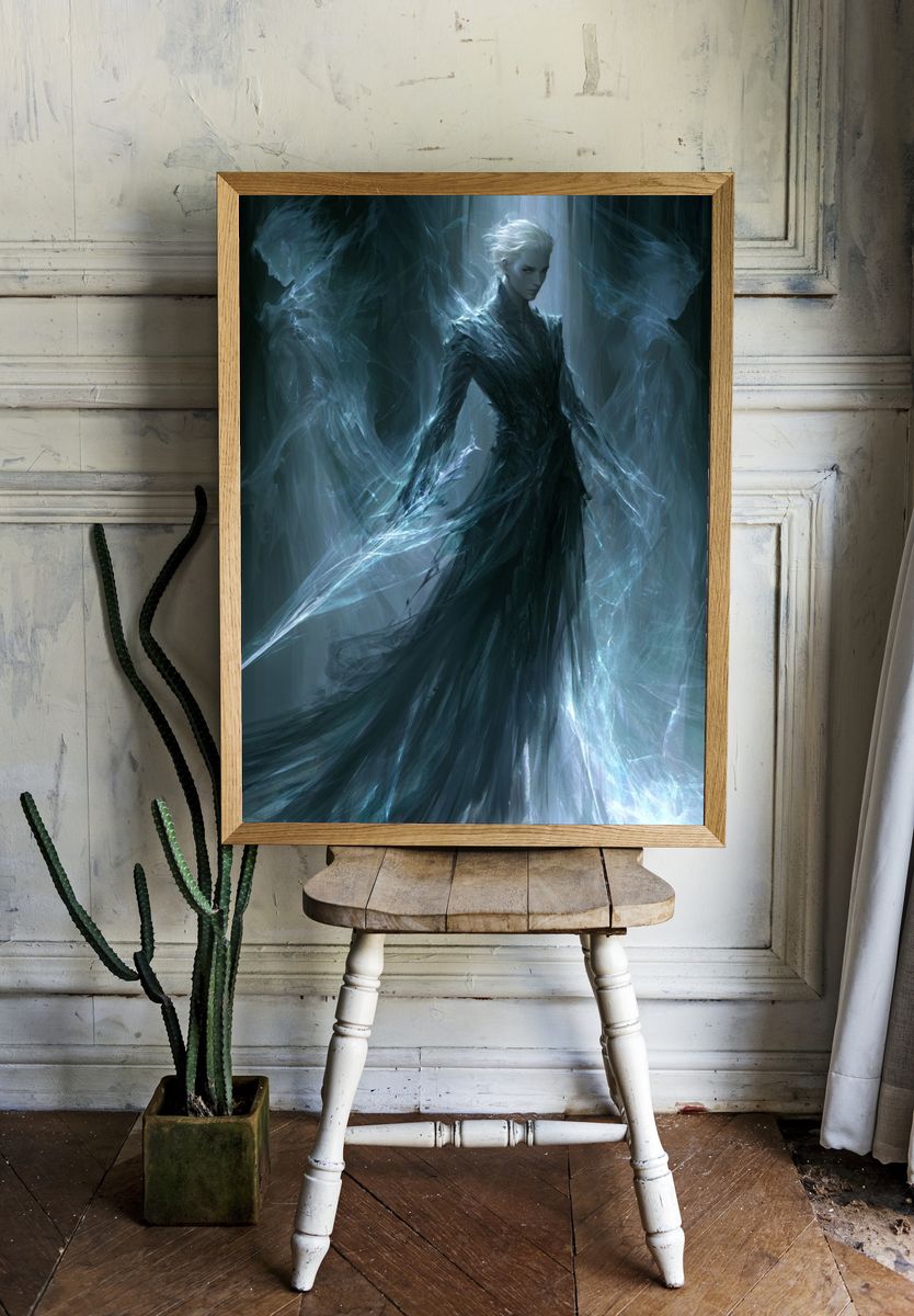 Ethereal Ice Queen Digital Art Poster. room preview