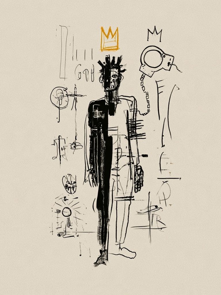 Crowned Figure Sketch Poster. poster — illustration art