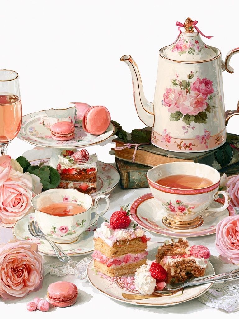 Floral Tea Still Life Illustration Poster. poster — illustration art