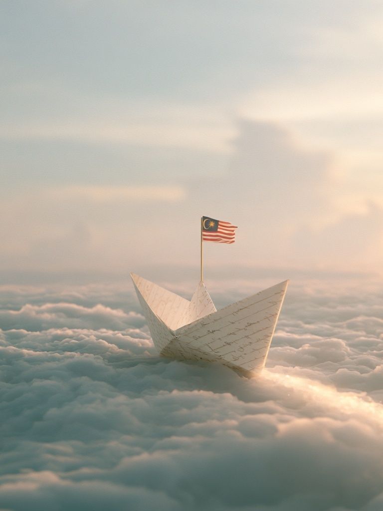 Paper Boat in the Clouds Print. poster detail