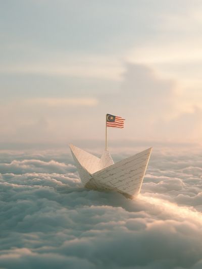 Paper Boat in the Clouds Print.