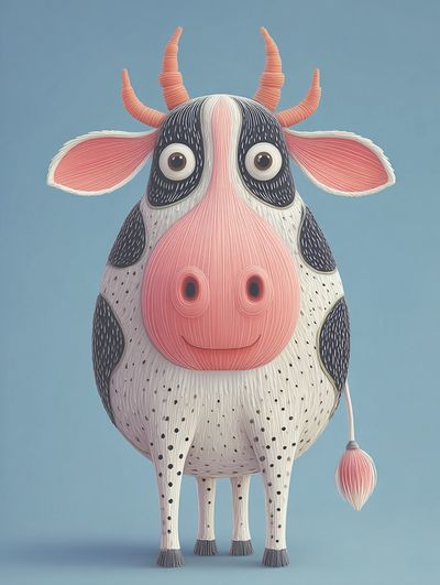 Whimsical Cow Illustration Poster. poster print