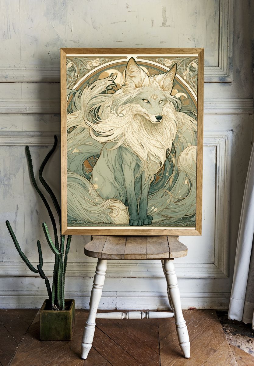 Mystic Fox Art Nouveau Poster. — room view 1