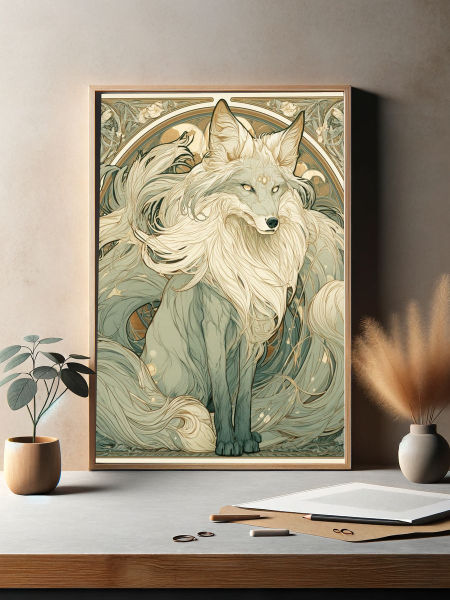 Mystic Fox Art Nouveau Poster. — room view 2
