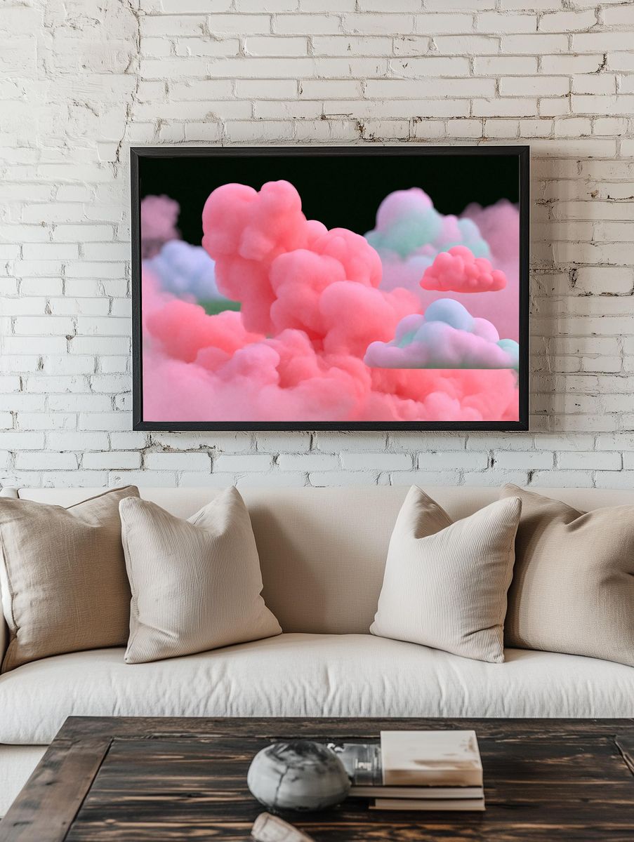 Pastel Cloudscape Abstract Print. room preview