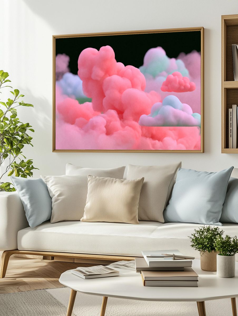 Pastel Cloudscape Abstract Print. — room view 2