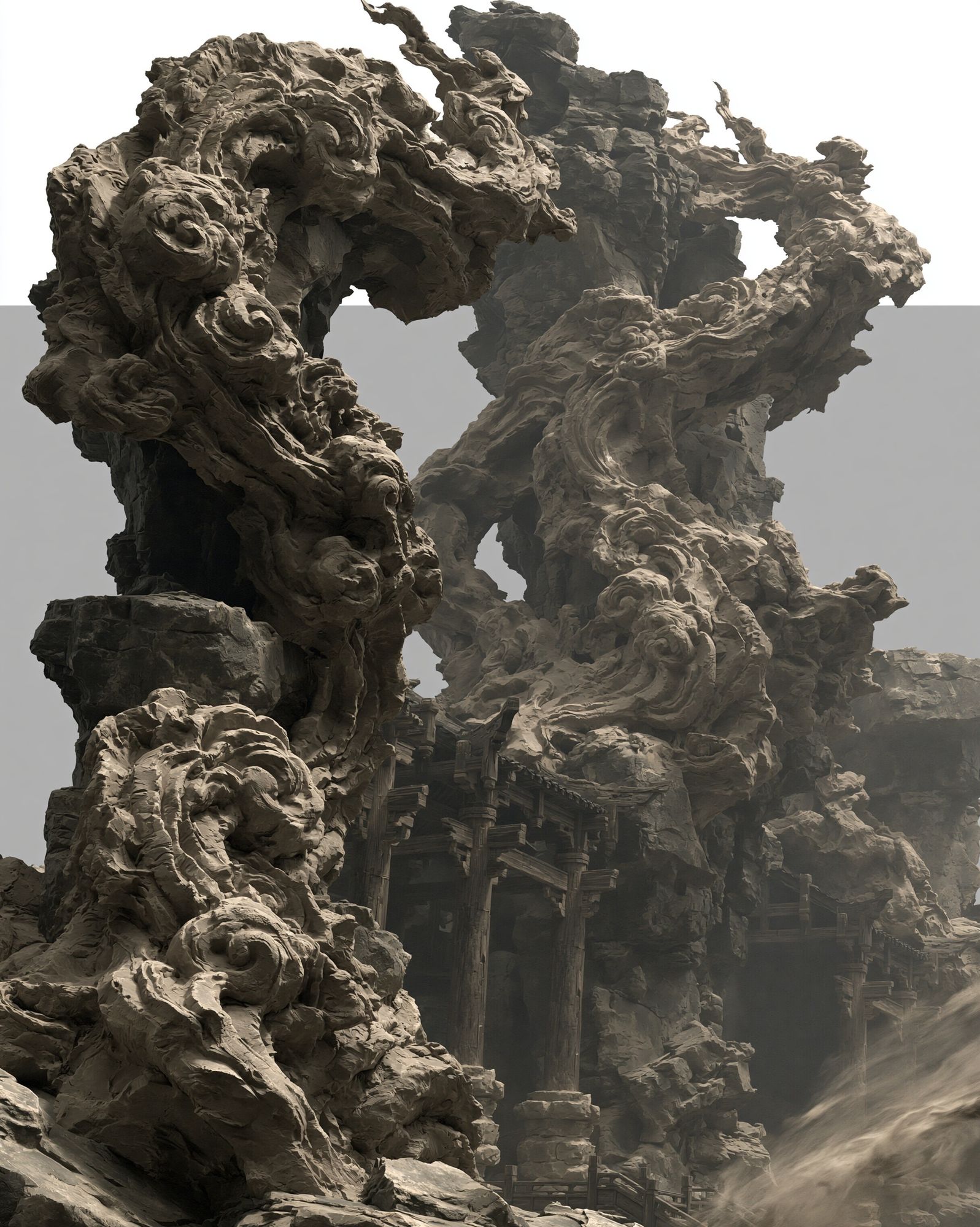Ancient Rock Fortress Illustration Poster. poster — illustration art