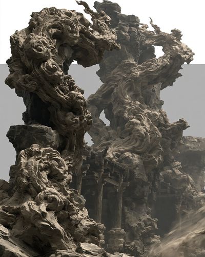 Ancient Rock Fortress Illustration Poster. poster
