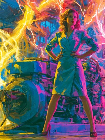 Neon Power Woman Illustration Poster. poster